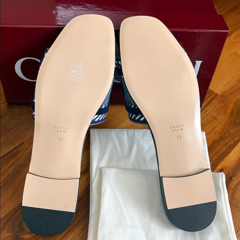 Gucci Jane Denim Blue Open-Toe Sandals, NEW - Picture 11 of 17